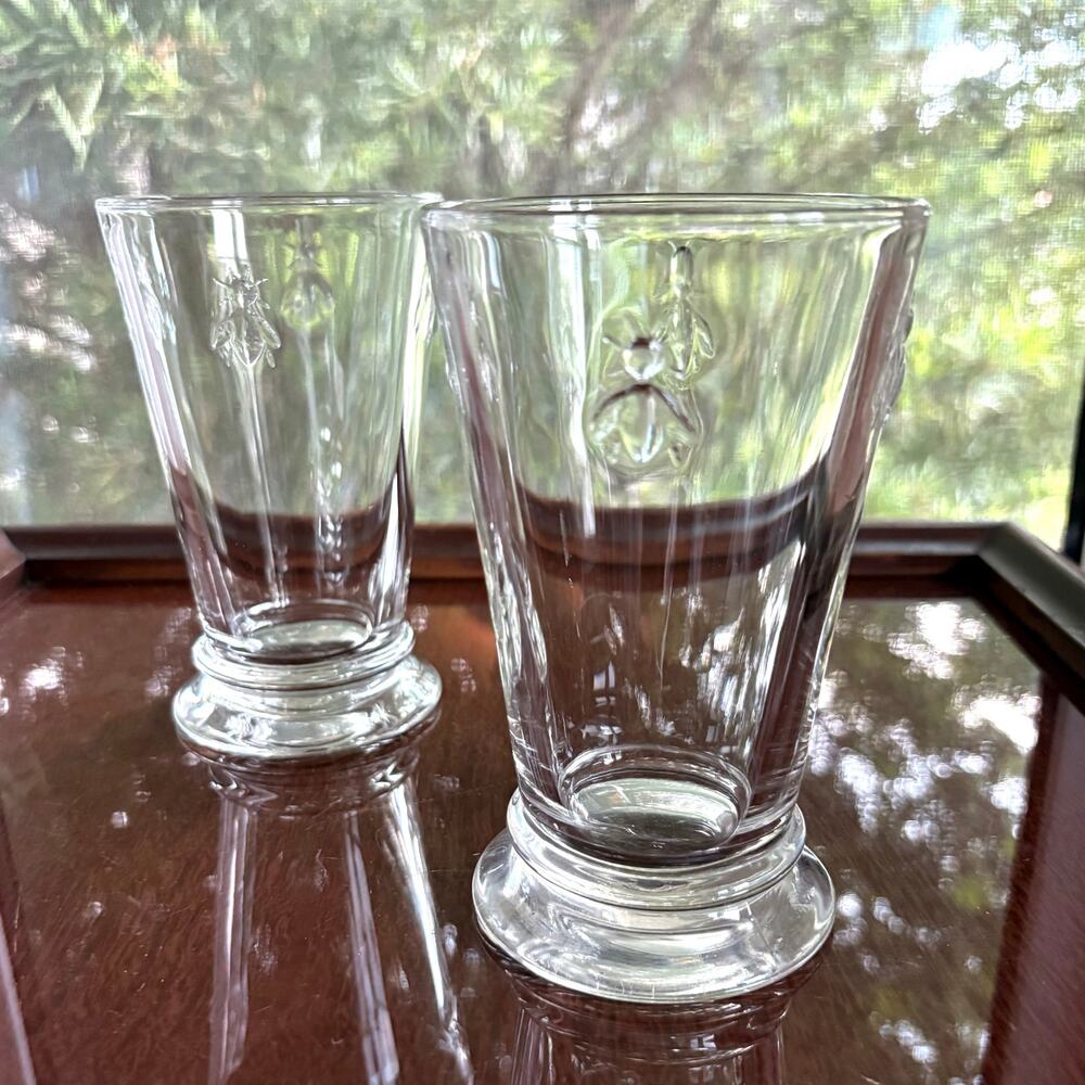 La Rochère France Bee Iced Tea Glass, French Pressed Glass, set of 2